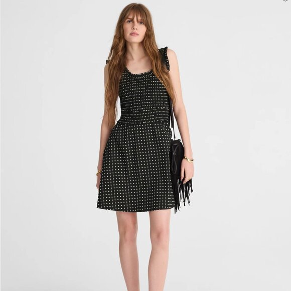 NWT Madewell Ruffled Scoopneck Midi Dress in Dot Sz 6 - Picture 1 of 2